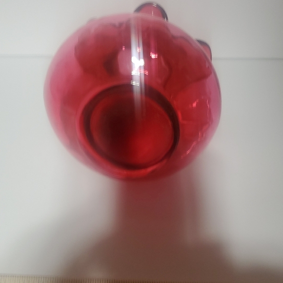 Vtg Fenton Cranberry Jack In The Pulpit Vase With Optic Swirl Pattern - Picture 7 of 7